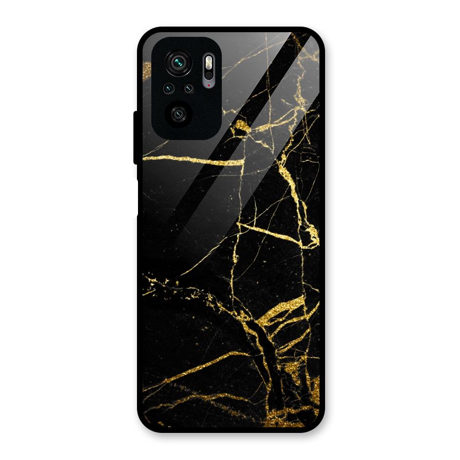 Black And Gold Design Glass Back Case for Redmi Note 10