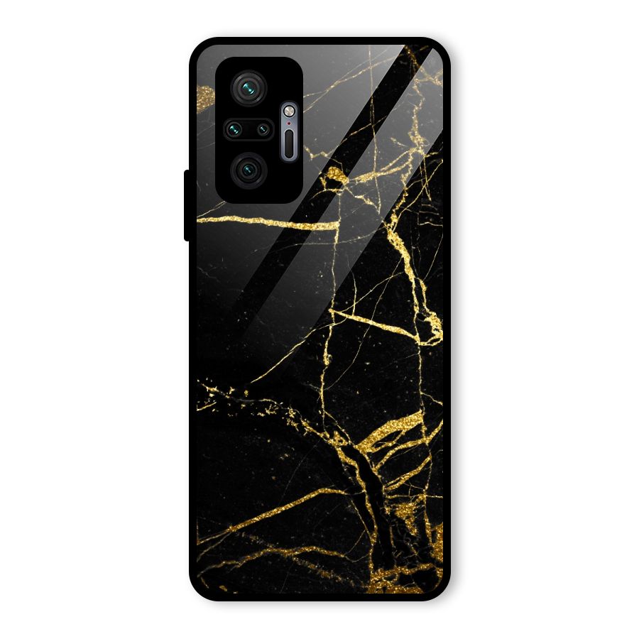 Black And Gold Design Glass Back Case for Redmi Note 10 Pro Max