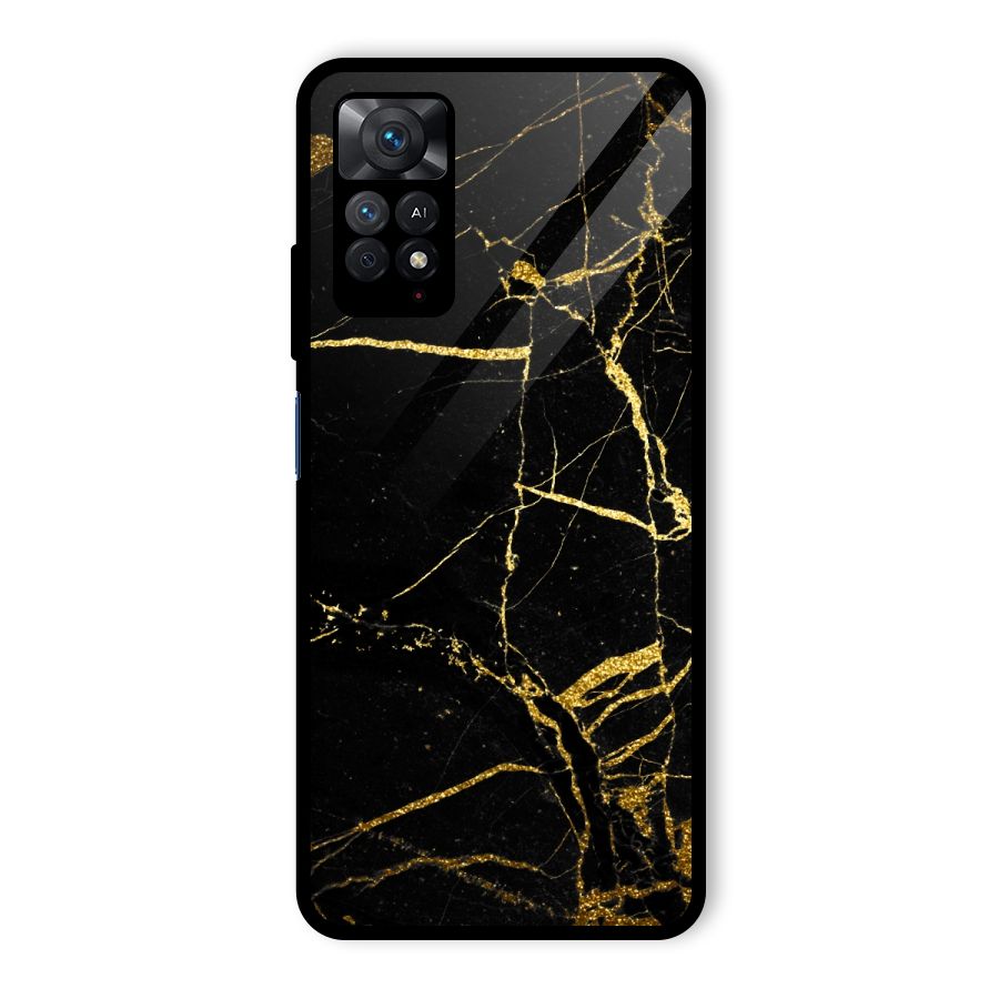 Black And Gold Design Glass Back Case for Redmi Note 11 Pro Plus 5G