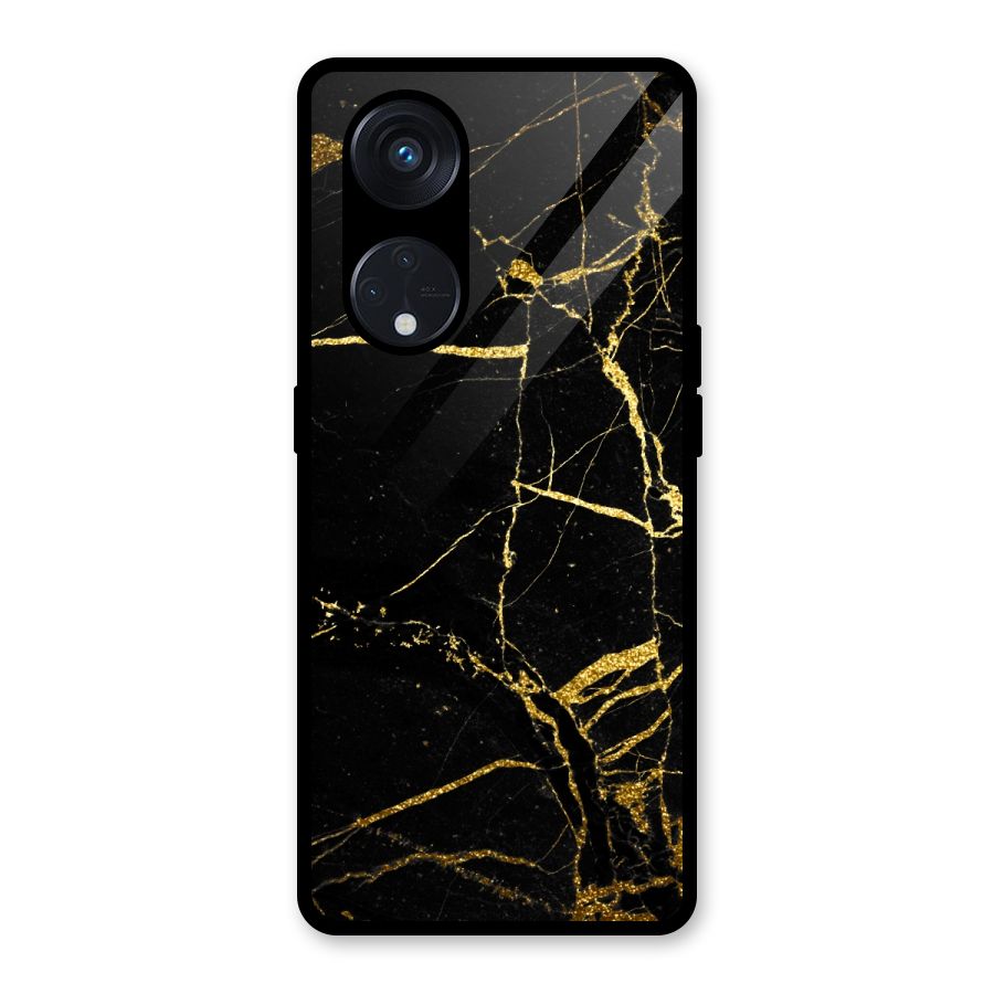 Black And Gold Design Glass Back Case for Reno8 T 5G