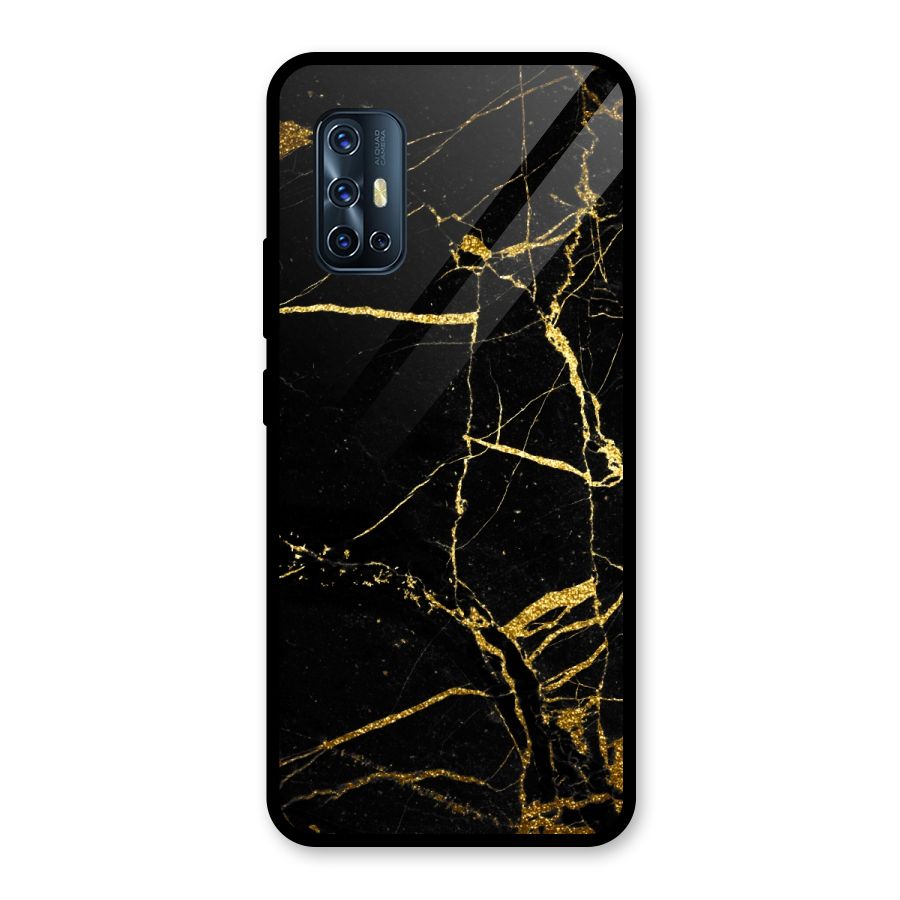 Black And Gold Design Glass Back Case for Vivo V17