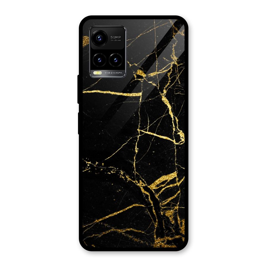 Black And Gold Design Glass Back Case for Vivo Y21T