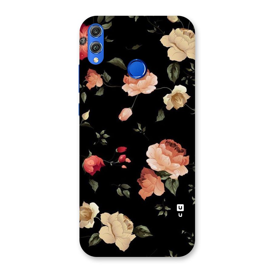 Black Artistic Floral Back Case for Honor 8X