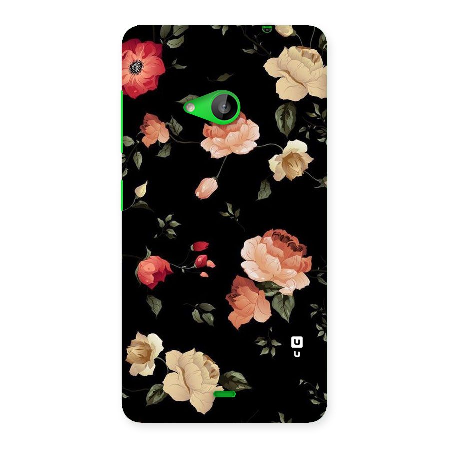 Black Artistic Floral Back Case for Lumia 535