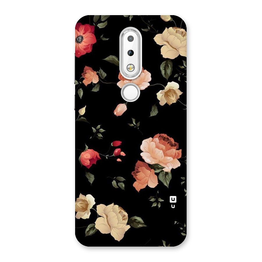 Black Artistic Floral Back Case for Nokia 6.1 Plus