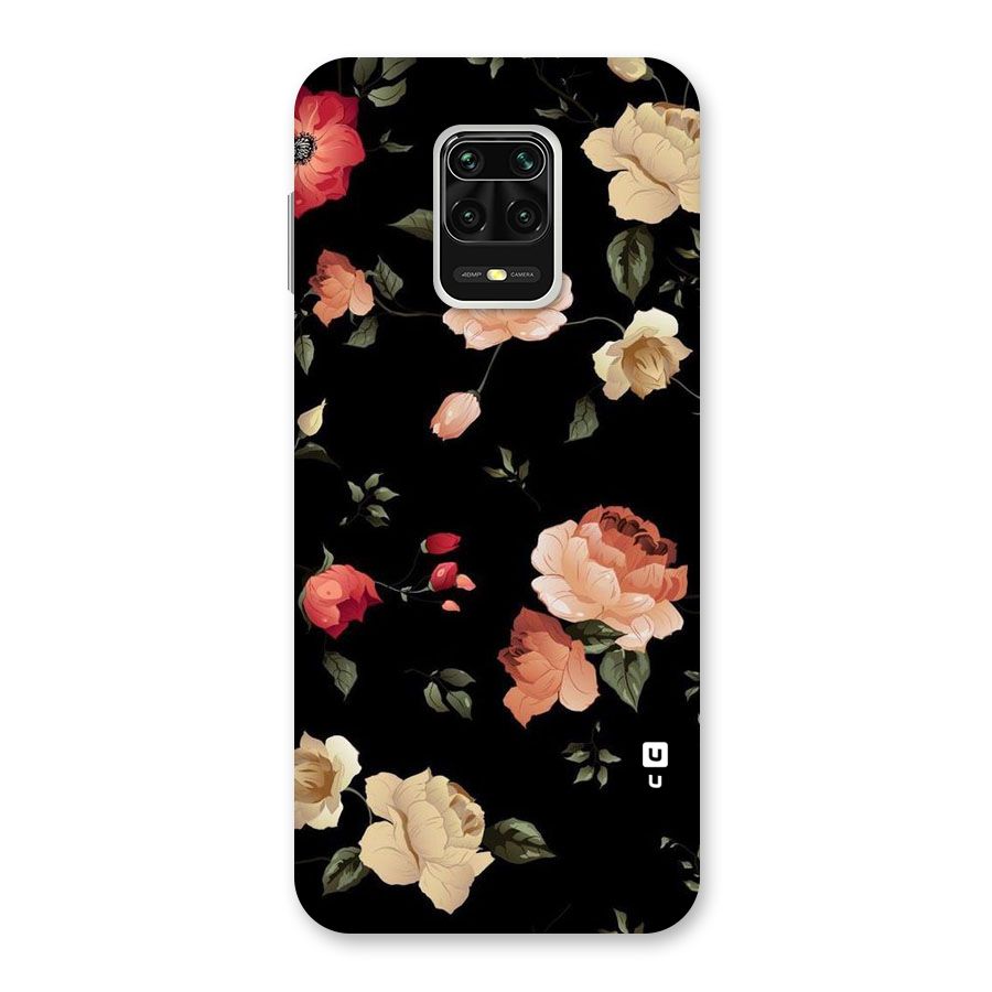 Black Artistic Floral Back Case for Poco M2 Pro