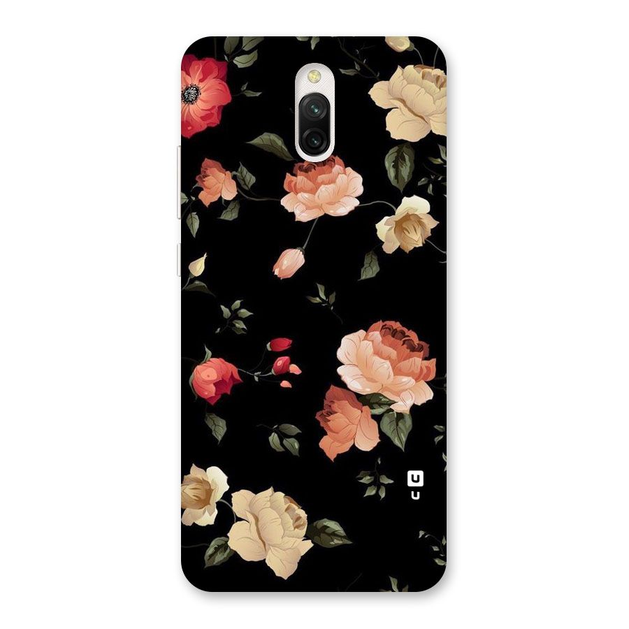 Black Artistic Floral Back Case for Redmi 8A Dual