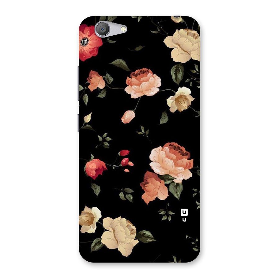 Black Artistic Floral Back Case for Vivo Y53