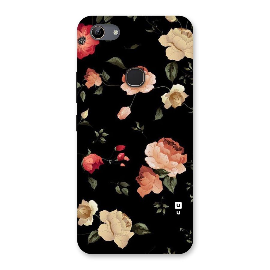 Black Artistic Floral Back Case for Vivo Y81