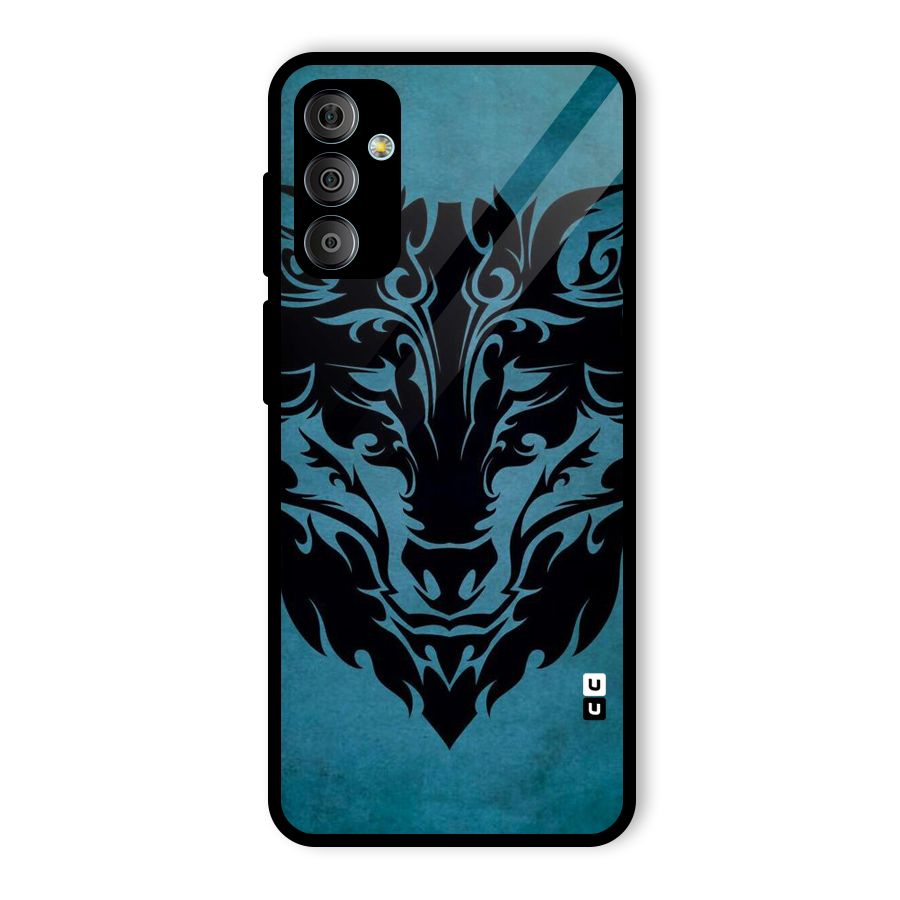 Black Artistic Wolf Glass Back Case for Galaxy F23