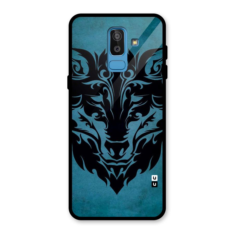 Black Artistic Wolf Glass Back Case for Galaxy J8