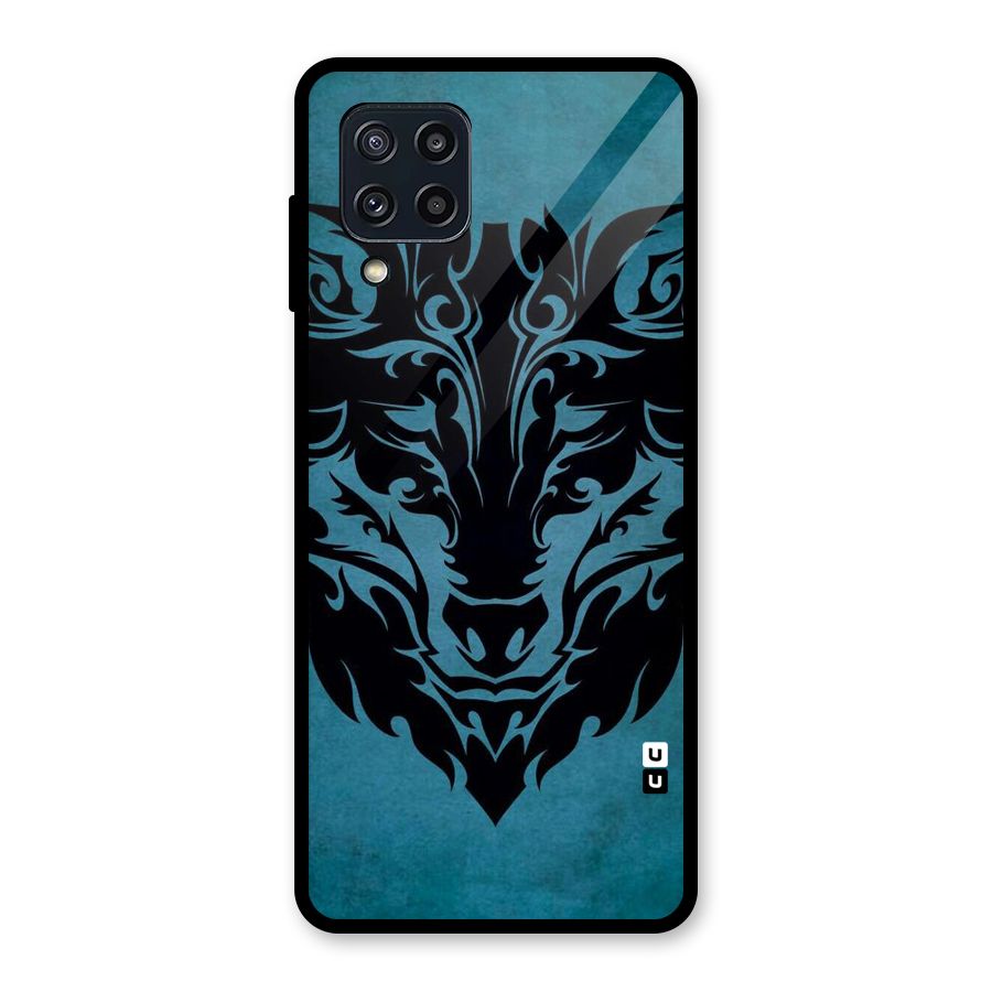 Black Artistic Wolf Glass Back Case for Galaxy M32