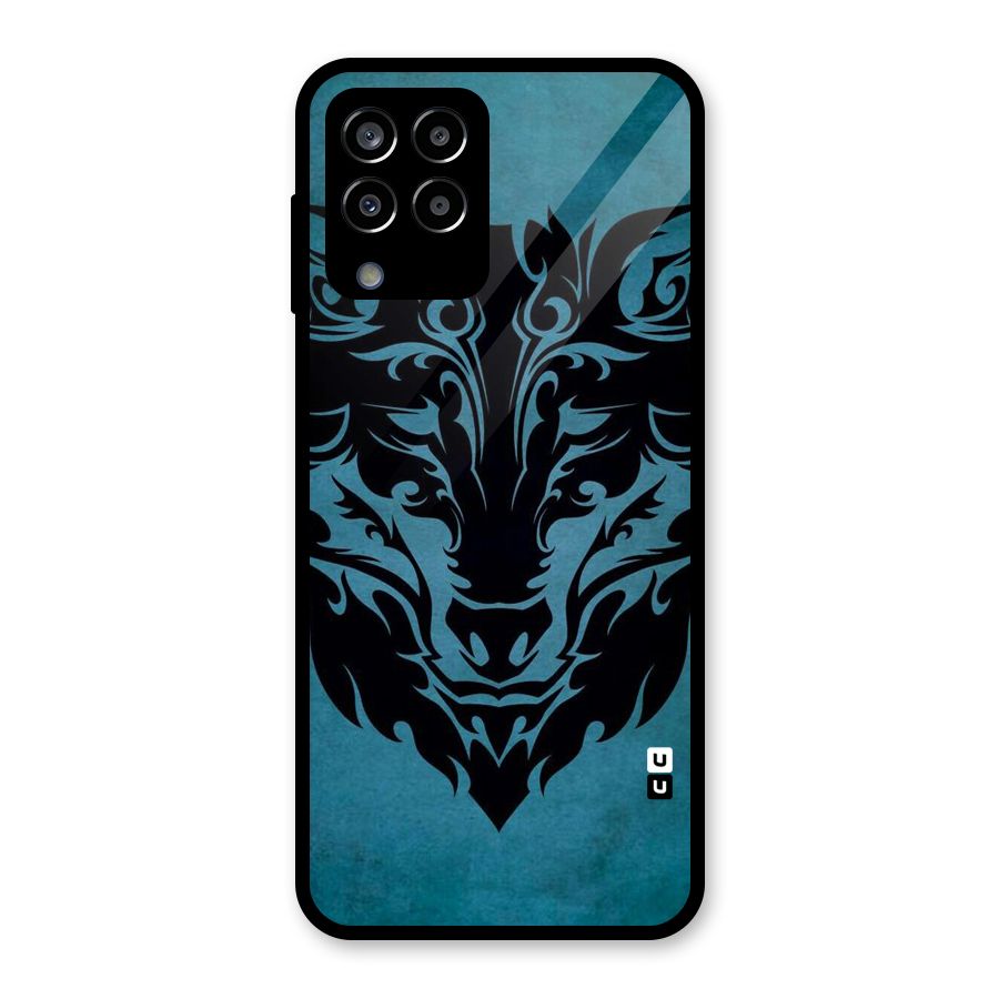 Black Artistic Wolf Glass Back Case for Galaxy M33