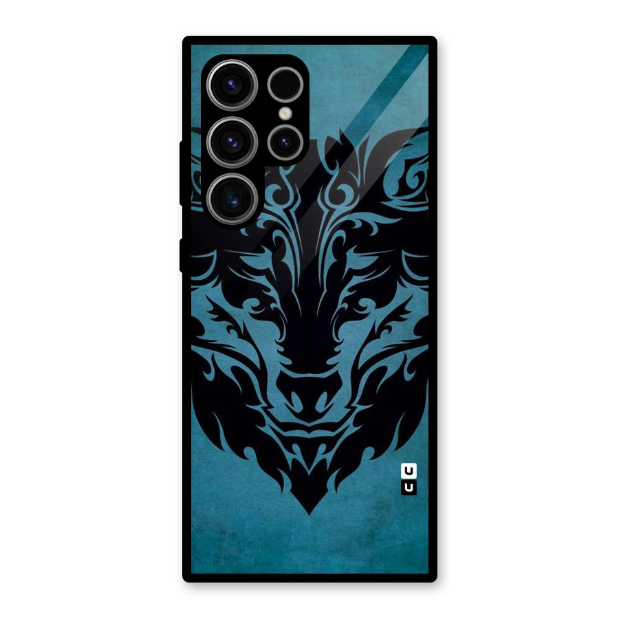 Black Artistic Wolf Glass Back Case for Galaxy S23 Ultra