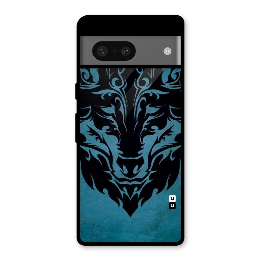 Black Artistic Wolf Glass Back Case for Google Pixel 7
