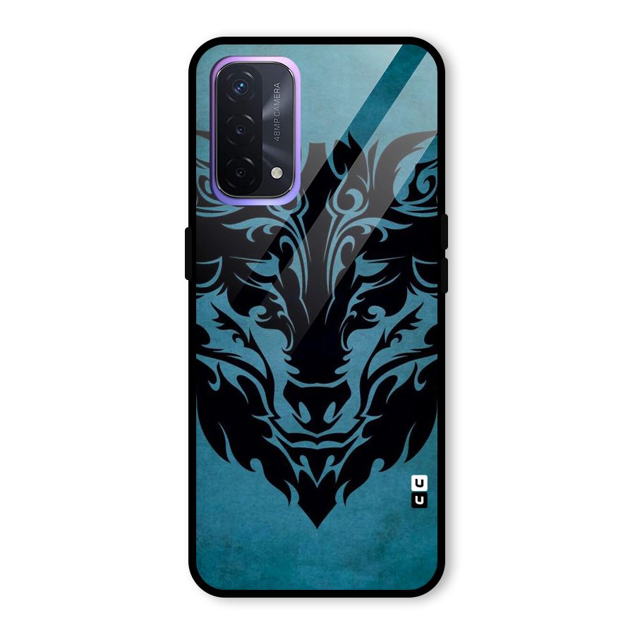 Black Artistic Wolf Glass Back Case for Oppo A74 5G