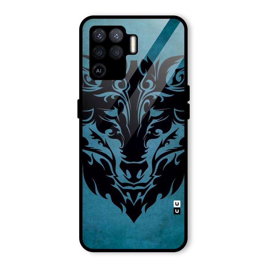 Black Artistic Wolf Glass Back Case for Oppo F19 Pro