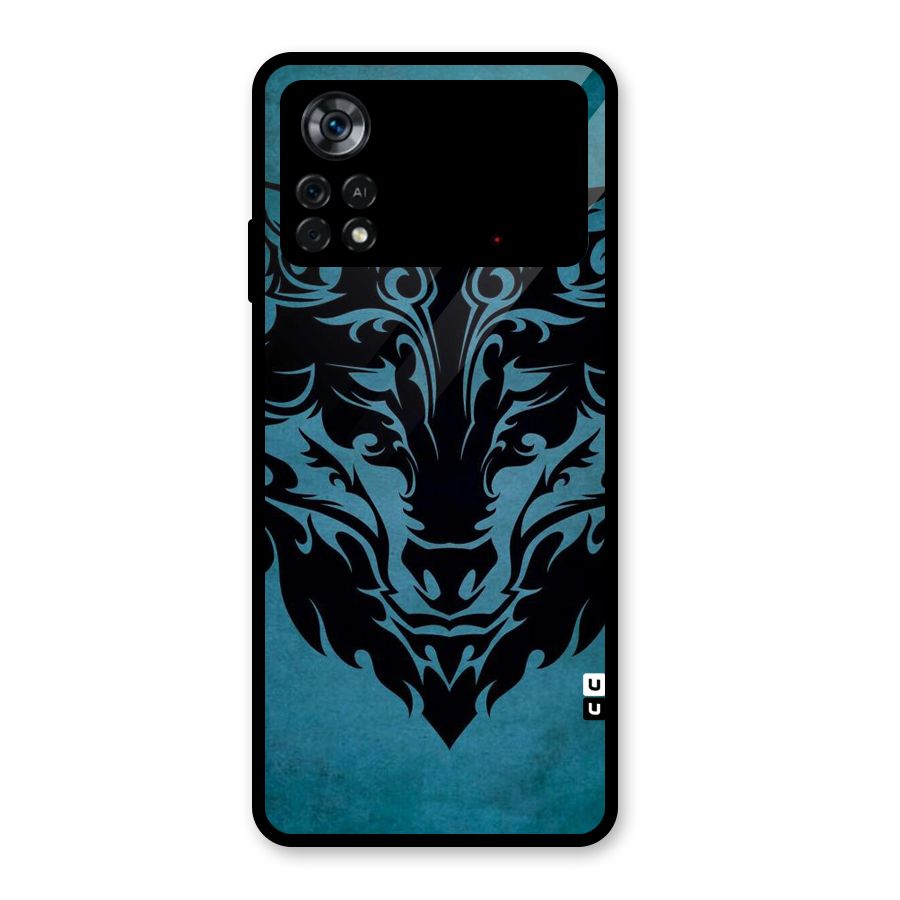 Black Artistic Wolf Glass Back Case for Poco X4 Pro 5G