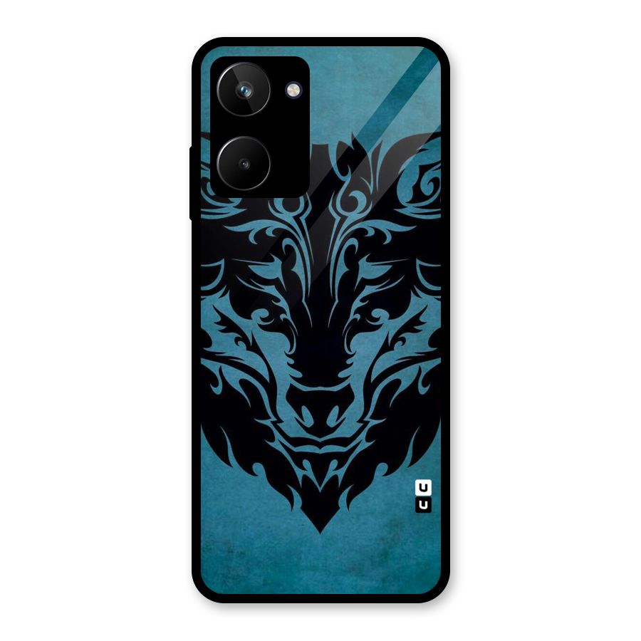 Black Artistic Wolf Glass Back Case for Realme 10