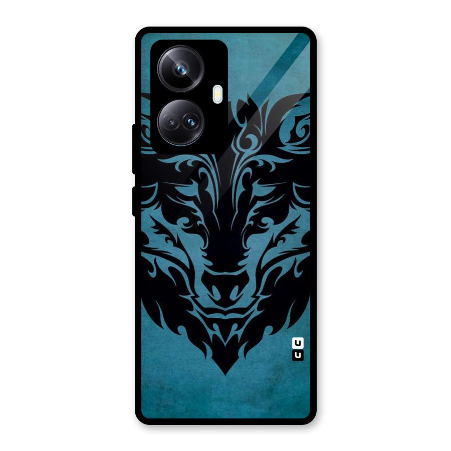 Black Artistic Wolf Glass Back Case for Realme 10 Pro Plus