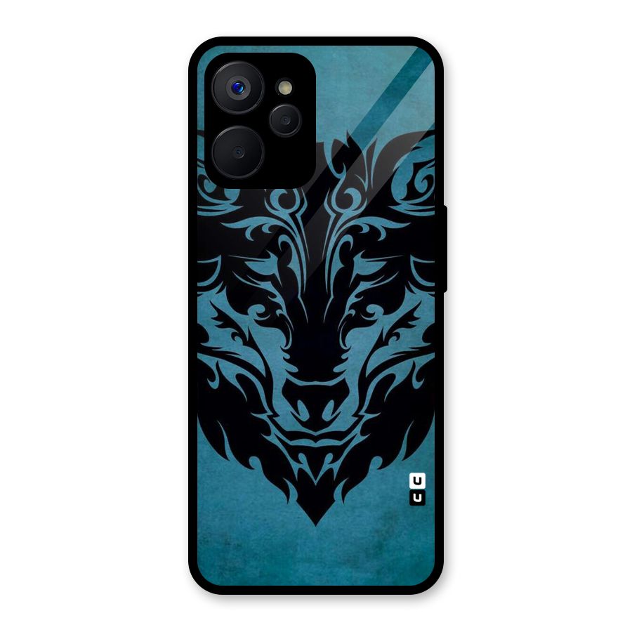 Black Artistic Wolf Glass Back Case for Realme 9i 5G