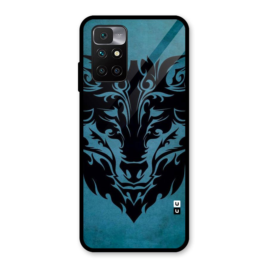 Black Artistic Wolf Glass Back Case for Redmi 10 Prime