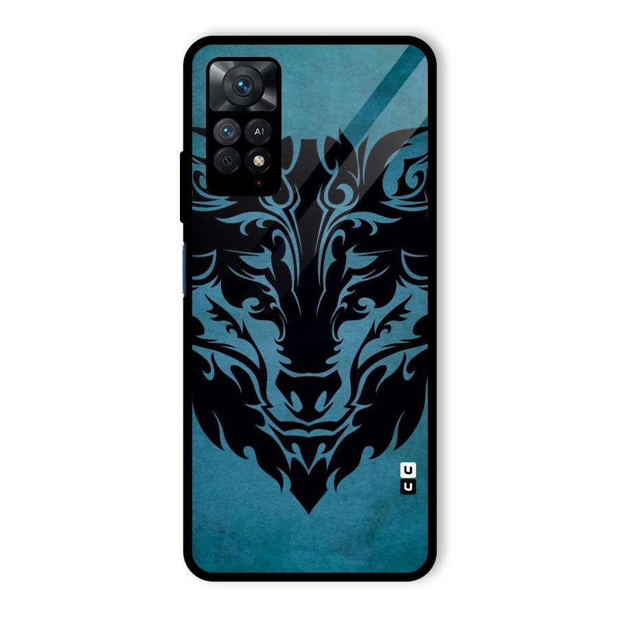 Black Artistic Wolf Glass Back Case for Redmi Note 11 Pro Plus 5G