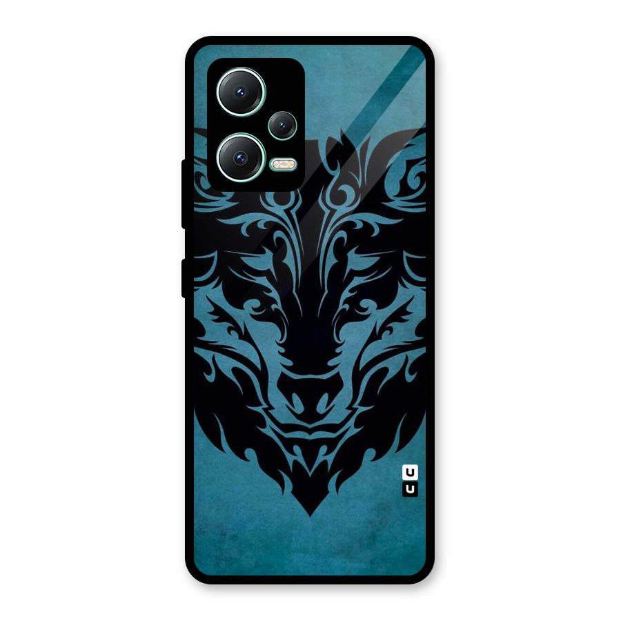 Black Artistic Wolf Glass Back Case for Redmi Note 12 5G