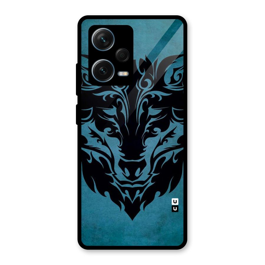 Black Artistic Wolf Glass Back Case for Redmi Note 12 Pro Plus 5G