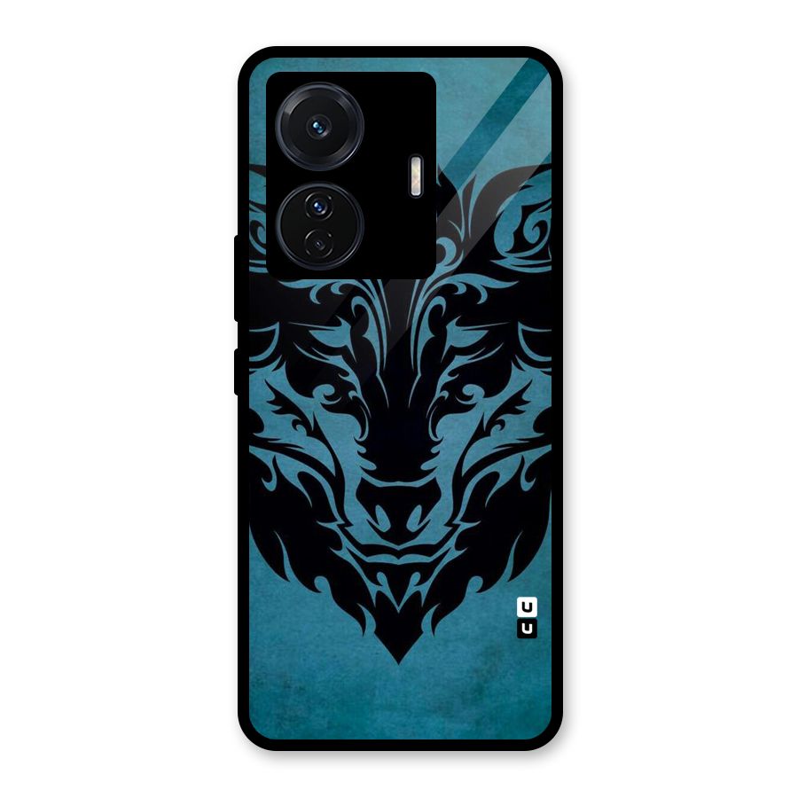 Black Artistic Wolf Glass Back Case for Vivo T1 Pro