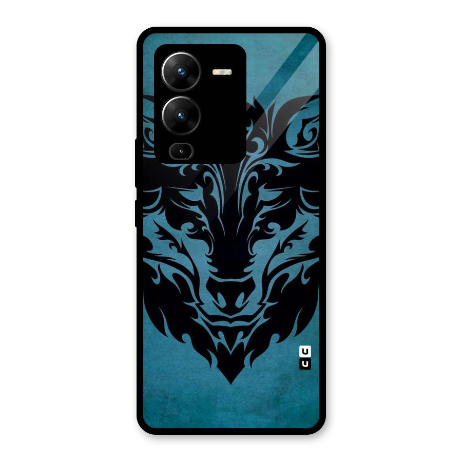 Black Artistic Wolf Glass Back Case for Vivo V25 Pro