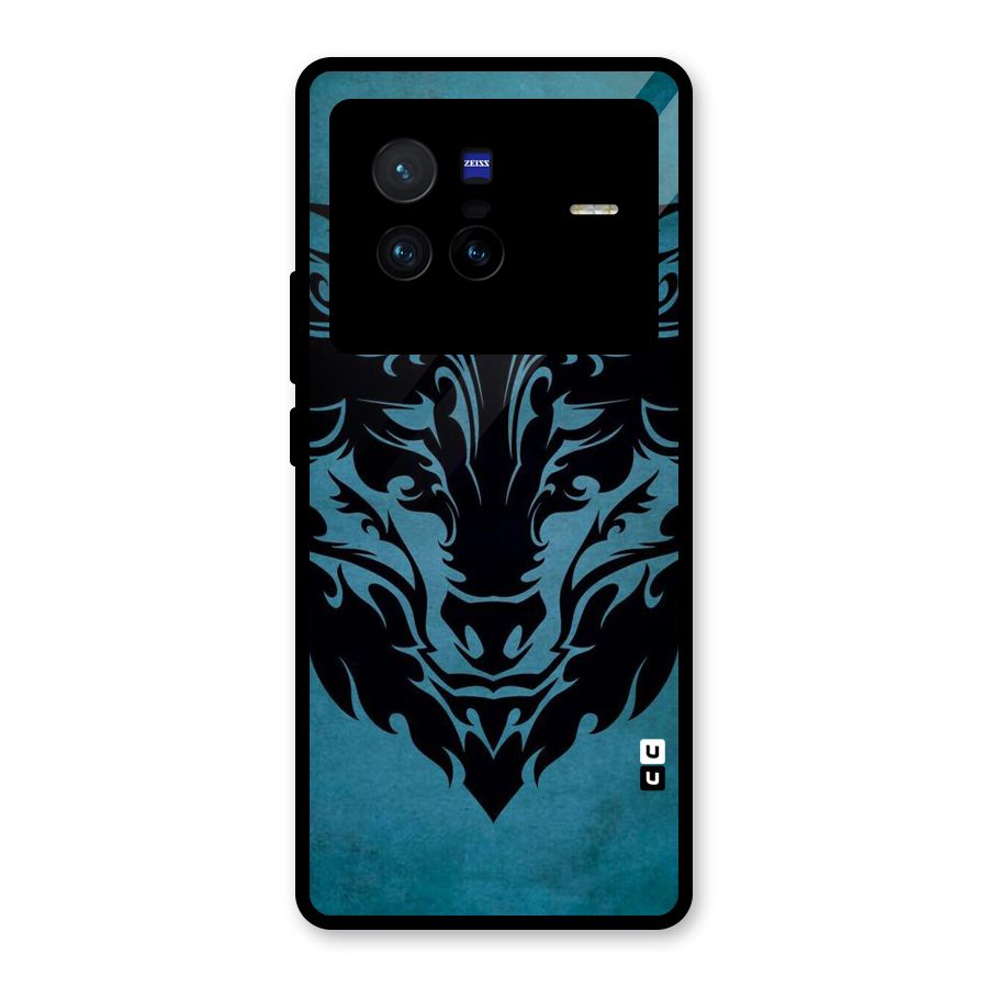 Black Artistic Wolf Glass Back Case for Vivo X80