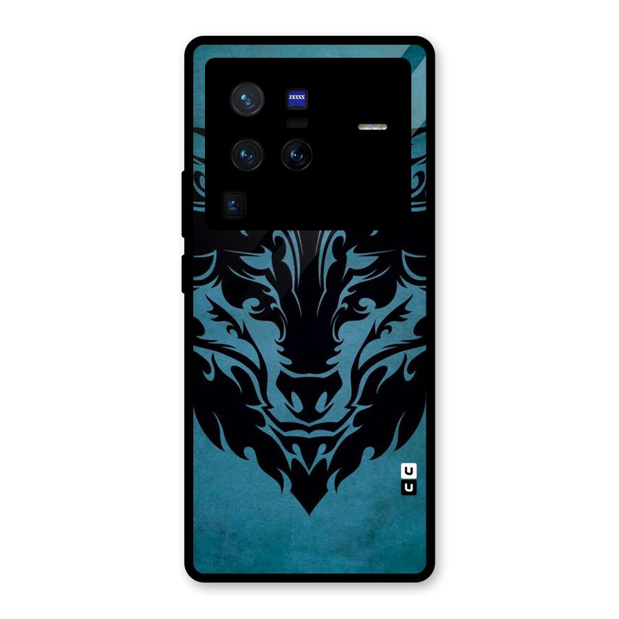 Black Artistic Wolf Glass Back Case for Vivo X80 Pro