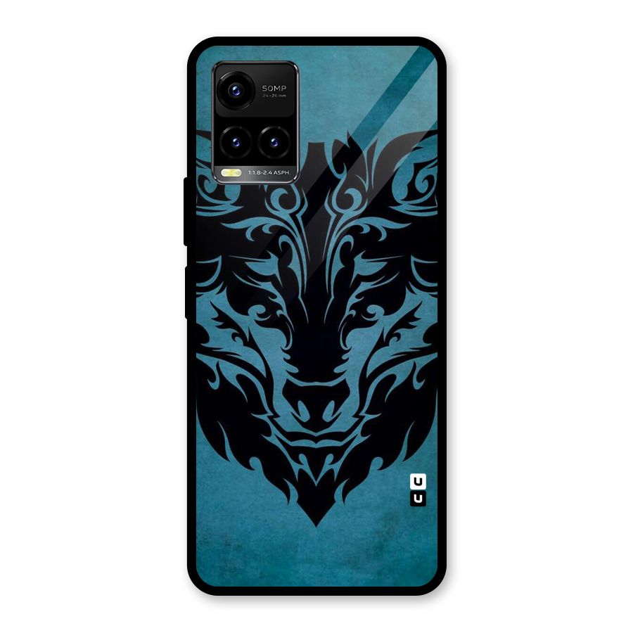 Black Artistic Wolf Glass Back Case for Vivo Y21A