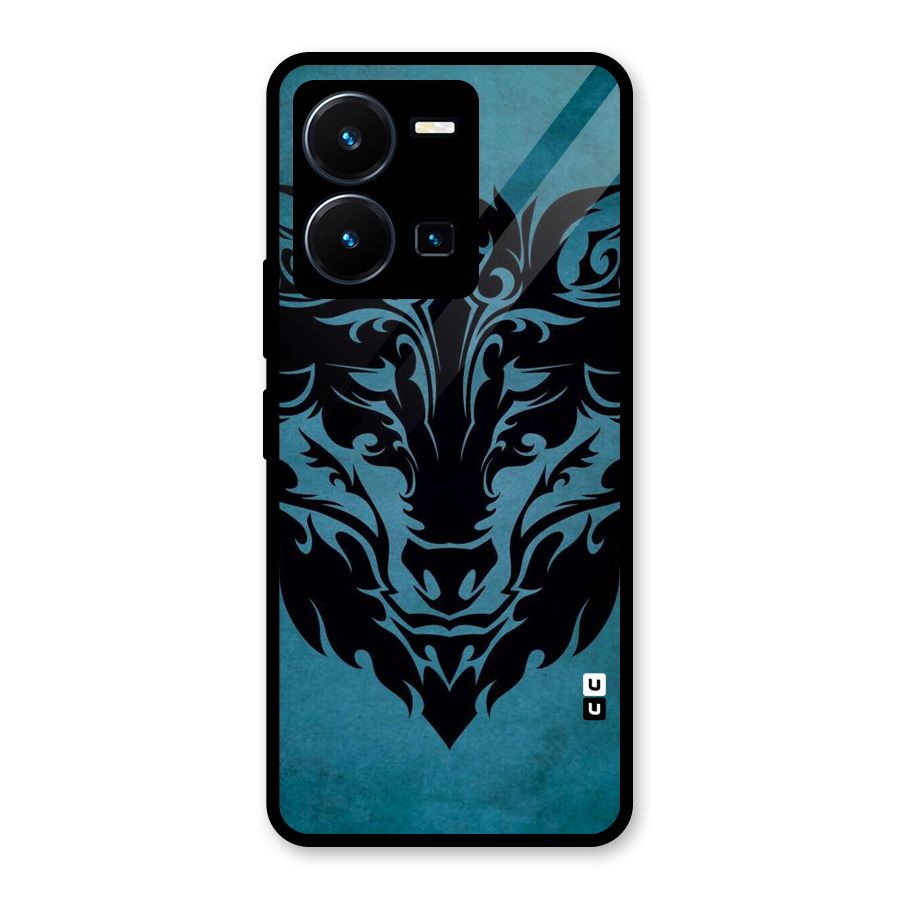 Black Artistic Wolf Glass Back Case for Vivo Y35