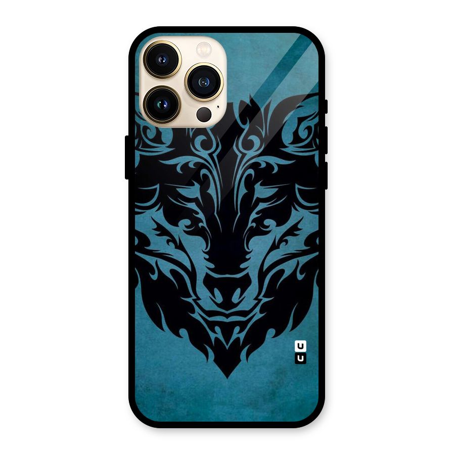 Black Artistic Wolf Glass Back Case for iPhone 13 Pro Max