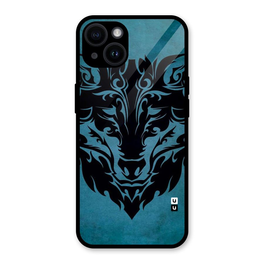 Black Artistic Wolf Glass Back Case for iPhone 14