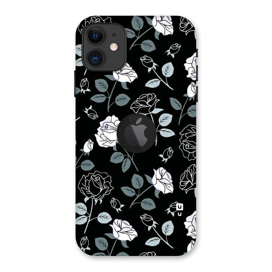 Black Artsy Bloom Back Case for iPhone 11 Logo Cut