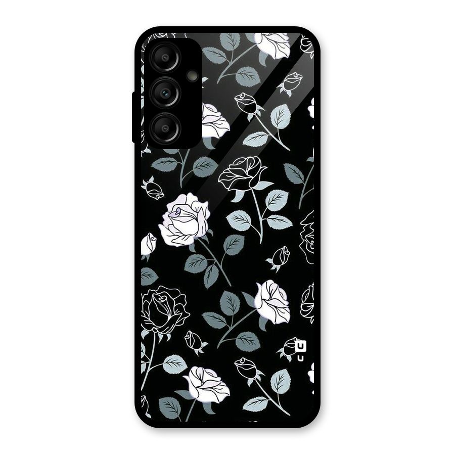 Black Artsy Bloom Glass Back Case for Galaxy A14 5G