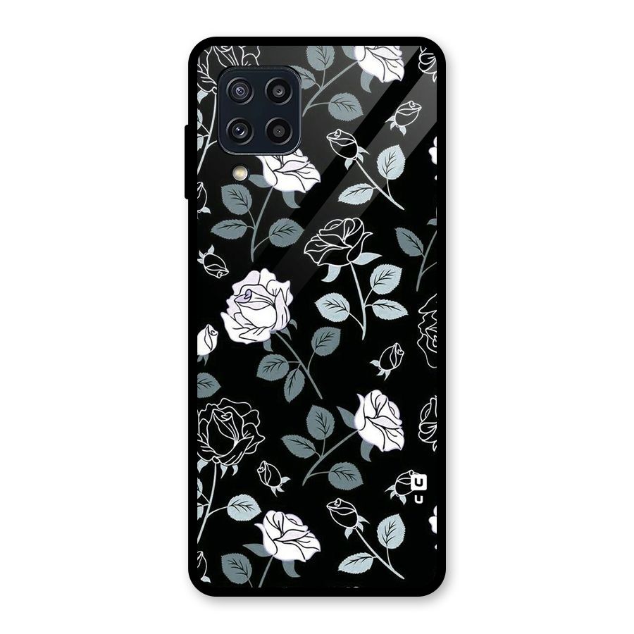 Black Artsy Bloom Glass Back Case for Galaxy M32