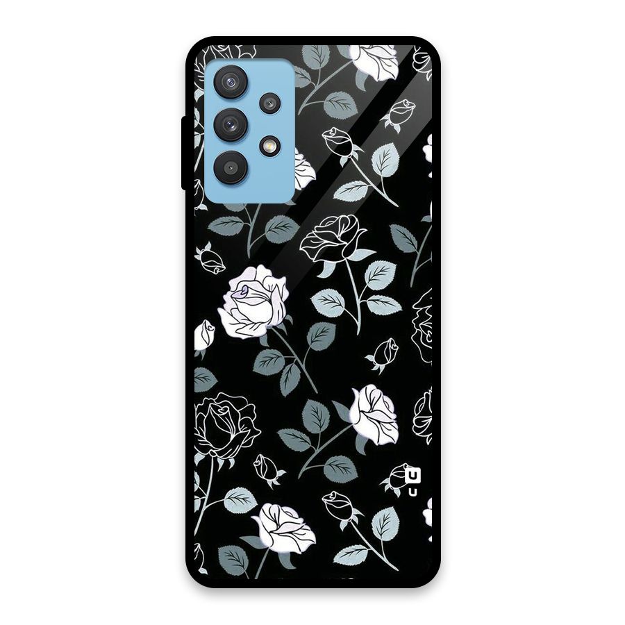 Black Artsy Bloom Glass Back Case for Galaxy M32 5G