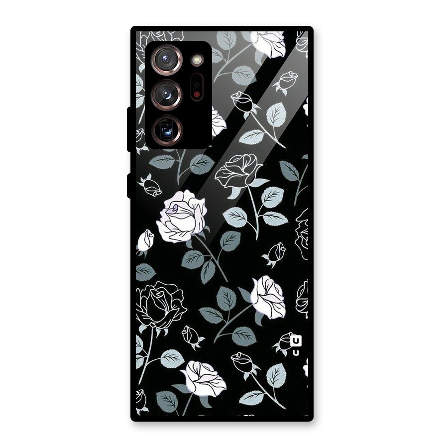 Black Artsy Bloom Glass Back Case for Galaxy Note 20 Ultra