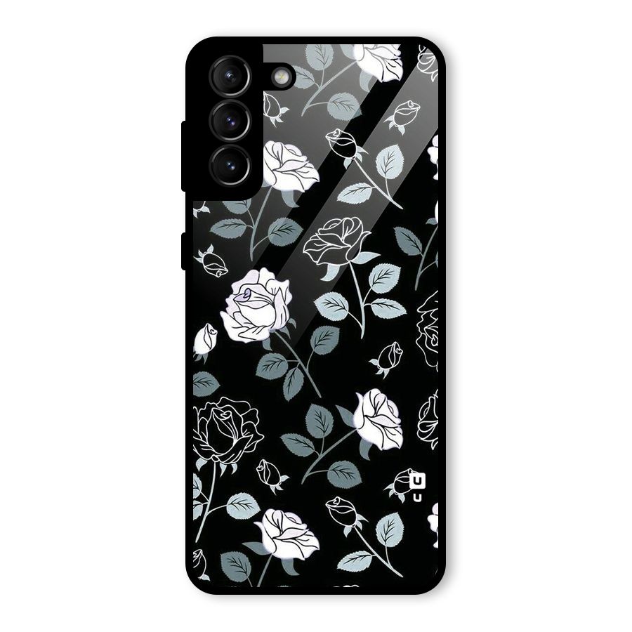 Black Artsy Bloom Glass Back Case for Galaxy S21 Plus