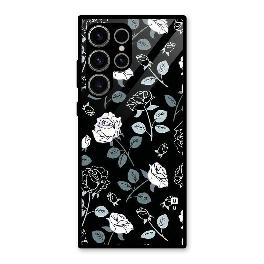 Black Artsy Bloom Glass Back Case for Galaxy S23 Ultra