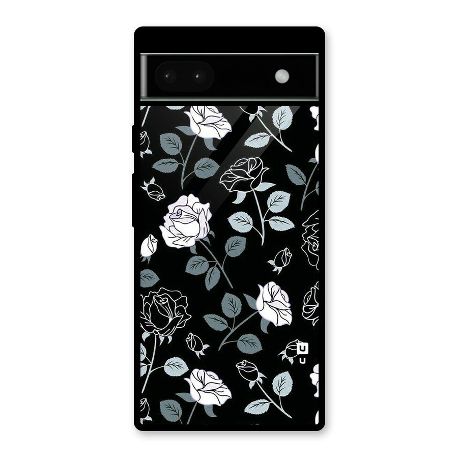 Black Artsy Bloom Glass Back Case for Google Pixel 6a