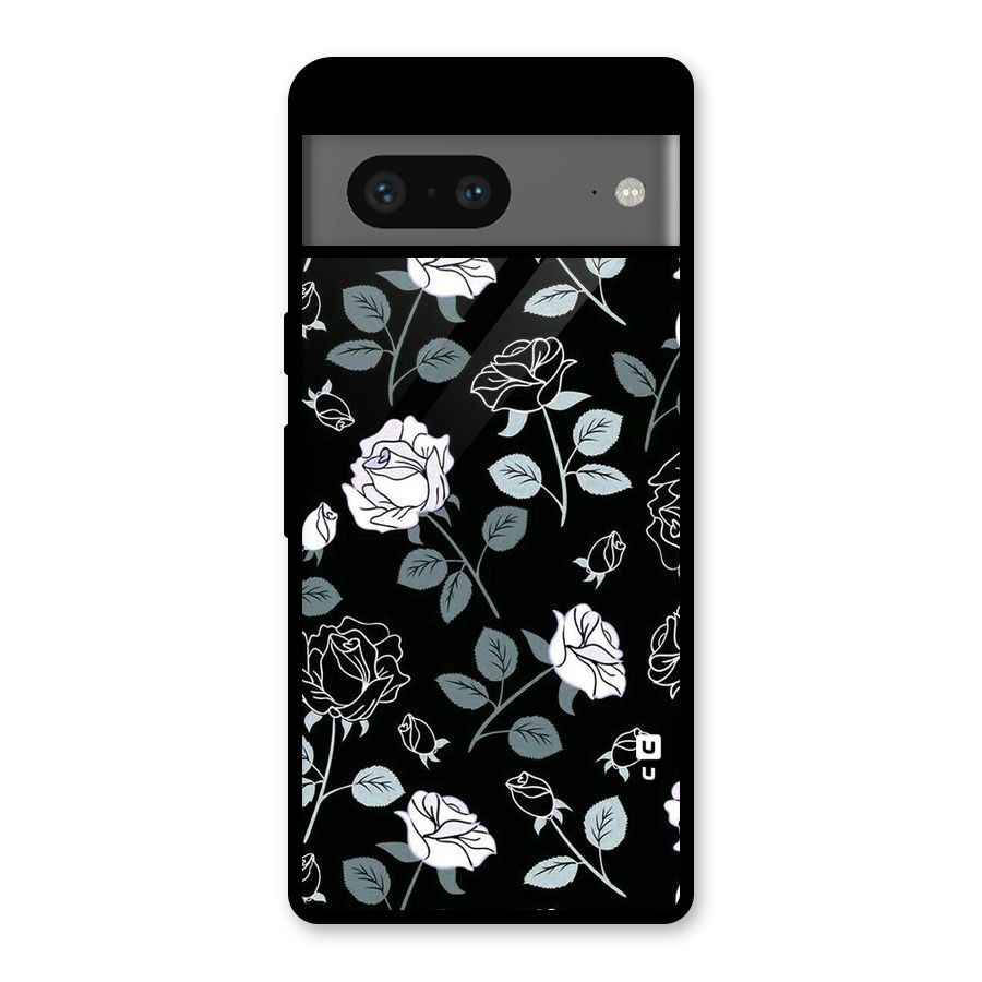 Black Artsy Bloom Glass Back Case for Google Pixel 7