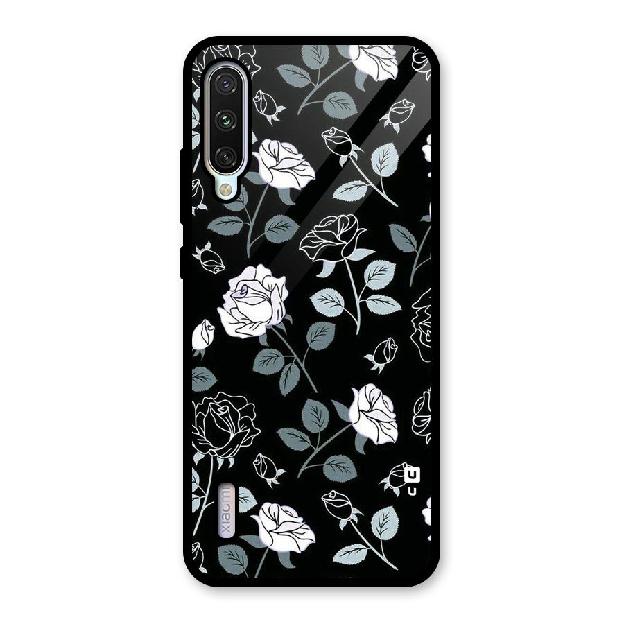 Black Artsy Bloom Glass Back Case for Mi A3