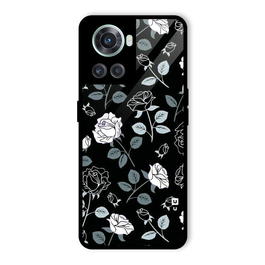 Black Artsy Bloom Glass Back Case for OnePlus 10R