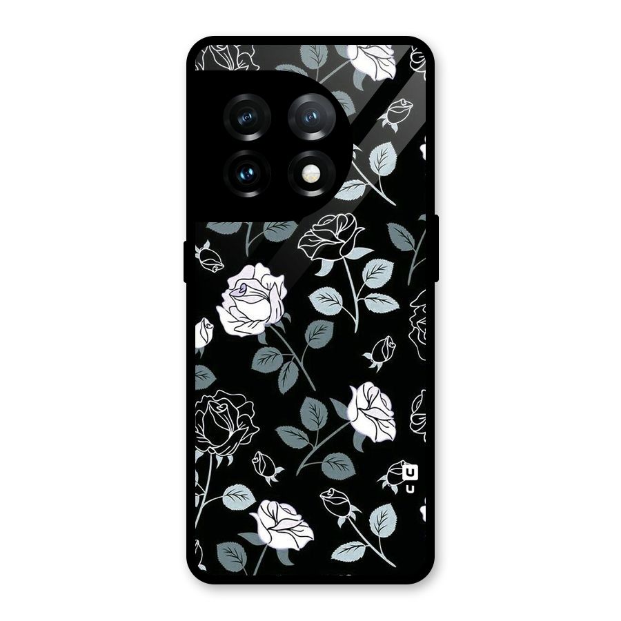 Black Artsy Bloom Glass Back Case for OnePlus 11