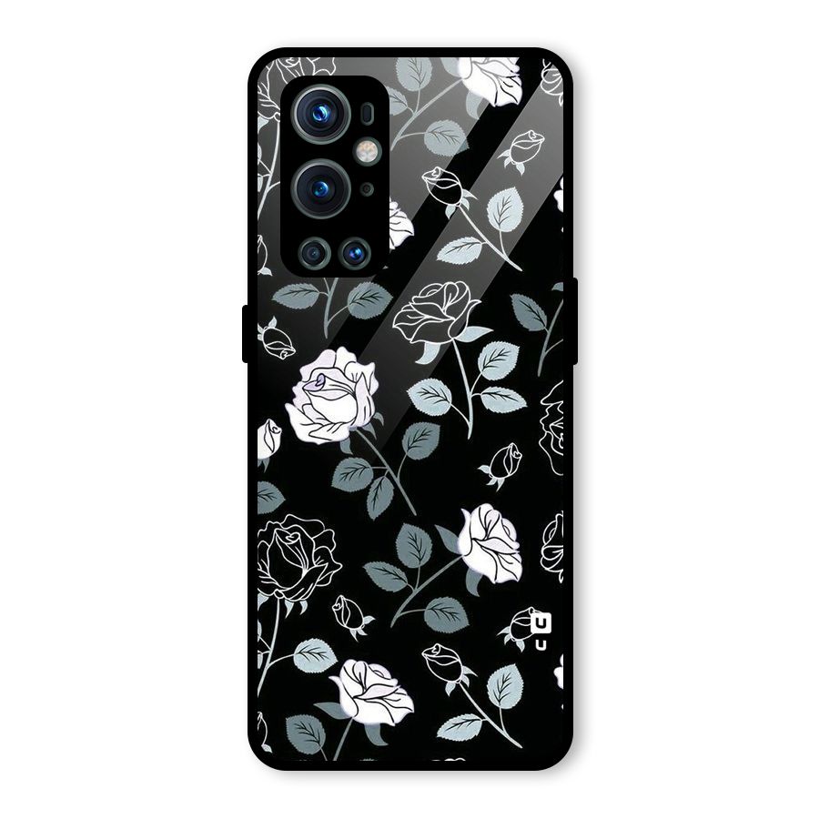 Black Artsy Bloom Glass Back Case for OnePlus 9 Pro
